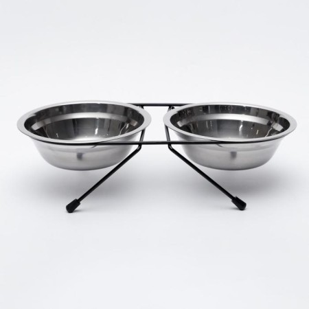 A set of 2 bowls on a stand, 2 x 500 ml, black stand-1