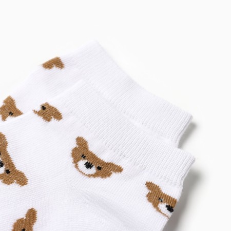 Women's socks shortened "cubs", white/olive color, river 23-25-1