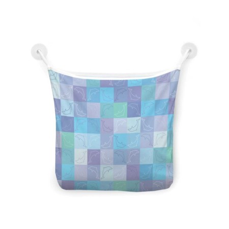 Organizer in a bath on suction cups “Squares with dolphins”, for storing toys and trifles, size 33x39 cm-2