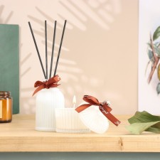 Set of diffuser 100 ml+candle 6x9 cm, jasmine, white
