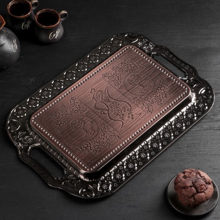 Stainless steel tray “Dark”, 47 × 31 cm, bronze color-4