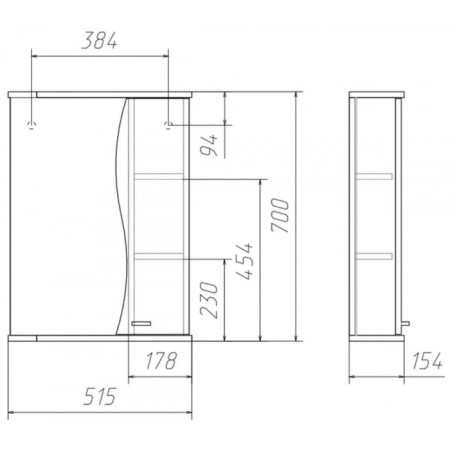 Mirror Bathroom Cabinet Iceberg Wave 50, right-2
