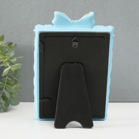 Photo frame Polystone 10x15 cm "Golden Bant" Blue 20x13.5x3 cm-2