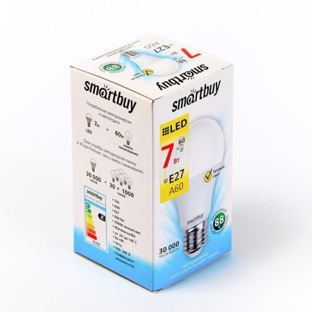 Smartbuy, A60, E27, 7 W, 3000 K, warm white lamp-1