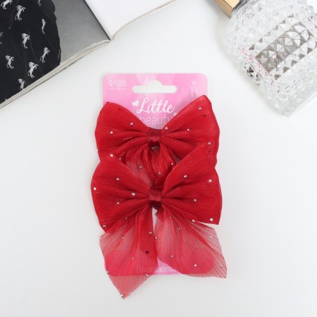 Hair clip "Marta" (set 2 pcs) overflow, 7.5 cm, red