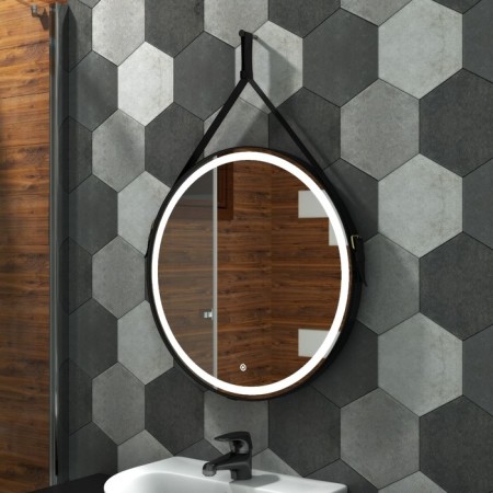 Mirror Uperwood Round, 65 cm, LED backlight, sensor, black belt