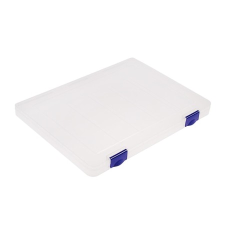 A4 document folder, with blue latches, 230 x 305 x 23 mm, transparent case-1