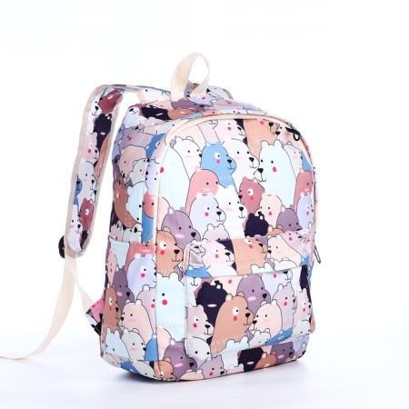 School backpack from textiles on a zipper, 3 pockets, pencil case, color colorful color-4