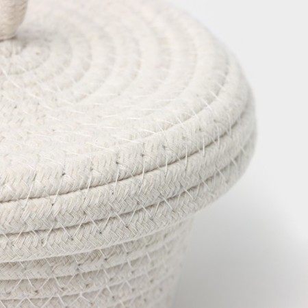 Basket for storage ladled handmade LadOM "Bell", 16 × 16 × 12 cm, beige color-3