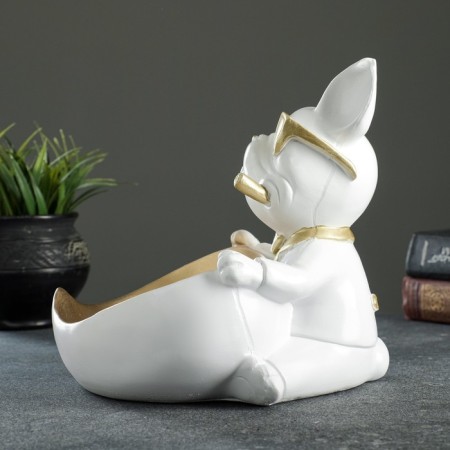 Buldog Candy Candlestone stand is white, 20x18x21cm-6