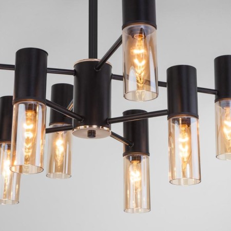 Tesoro chandelier, 8x40W E14, black color, gold-1