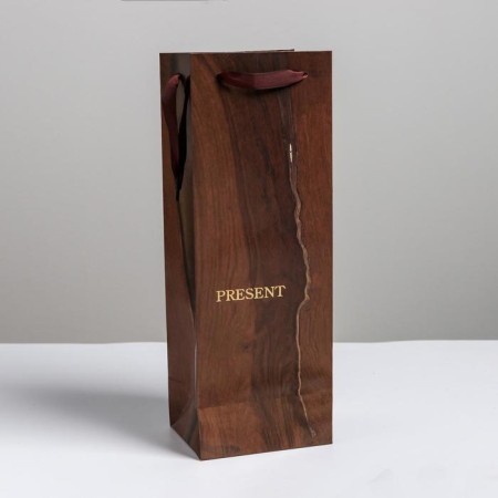 Gift Pack Laminated for a bottle, packaging, Wood Present, 13 x 36 x 10 cm-1