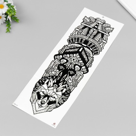 Tattoo on the body black "sleeve with a wolf" 48x17 cm-1