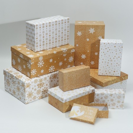 A set of boxes 10 in 1 “snowflakes”, 12 x 7 x 4 - 32.5 x 20 x, New Year-1