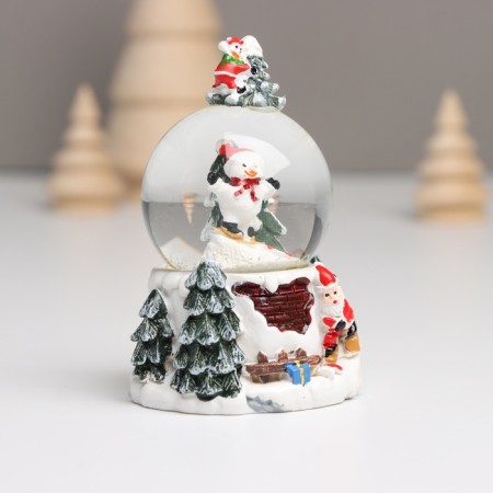 Souvenir Polystone Water Ball Light "Snowman. Christmas tree" MIX 5.5x5x5x9 cm-2