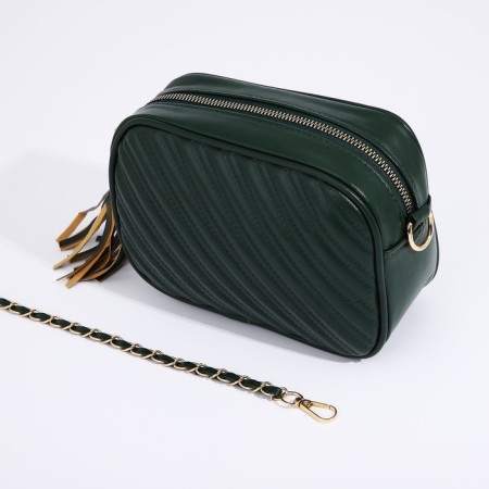 Bag Cross-Bodi with a zipper, green color-4