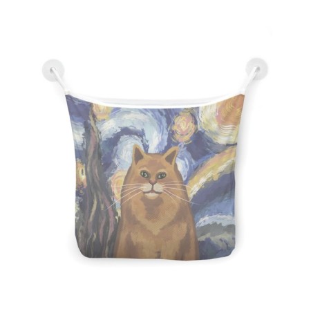 Organizer in a bath on suction cups “Star Night and Cat”, for storing toys and trifles, size 33x39 cm-2