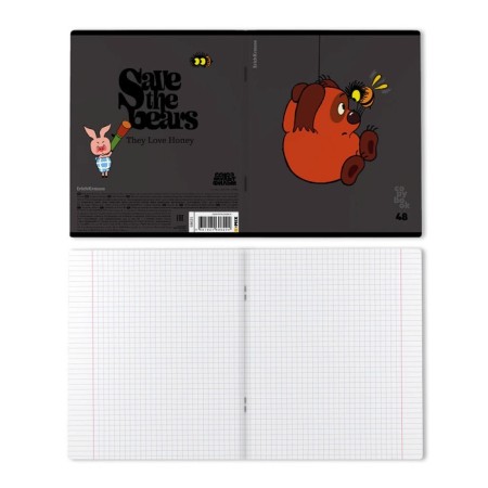 Notebook of 48 sheets in the Erichkrause "Winnie the Pooh", cover coated cardboard, an offset block 100%, mix-6