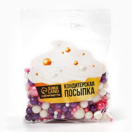 Sprinking confectionery soft: pink, purple, white 50 g.-1