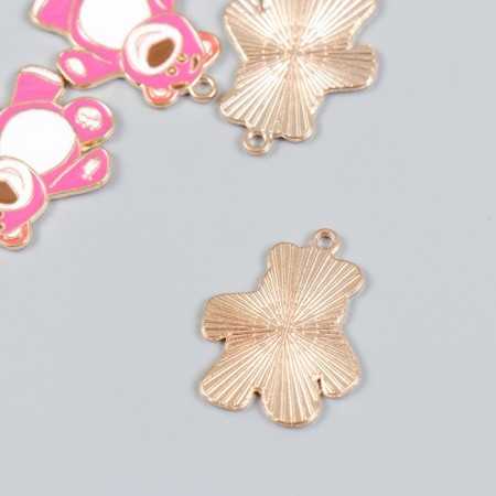 Decor for creativity metal, enamel "Pink Bear" gold 2.2x2.7 cm-1