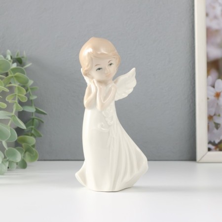 Souvenir Ceramics "Girl Angel in a dress with patterns with folded hands" 6x8x16.5 cm