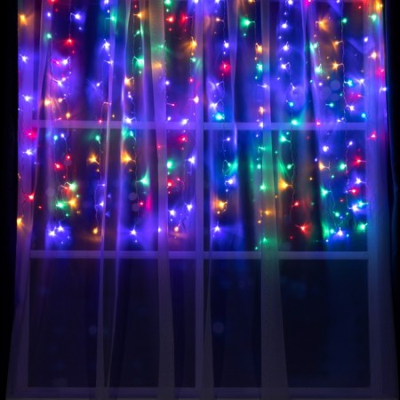 Garland "Curtain" 1.5 × 1 m, IP20, transparent thread, 180 LED, glow of multi, 8 modes, 220 V