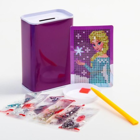 Diamond mosaic on piggy banks, 11.5x8.5 cm, cold heart-3
