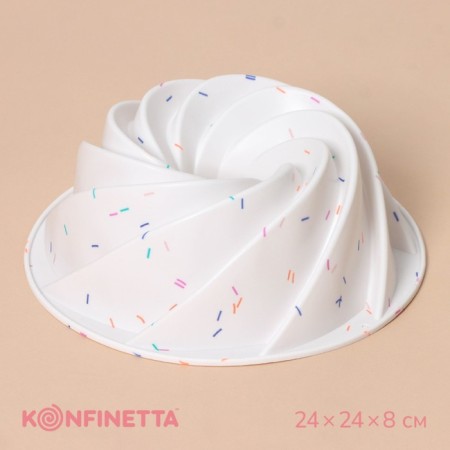 Konfinetta baking form “German cupcake. Whirlwind ", silicone, d = 24 cm, white color