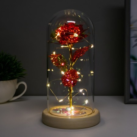 Nightlight "Red Flower" LED from batteries 3haaa 11x11x21.5 cm Risalux-2