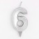 Candle in the Cake "Fine", number "6", silver metallic, 6.5 cm