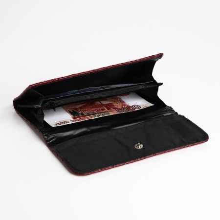 Women's wallet on the button, red color-3
