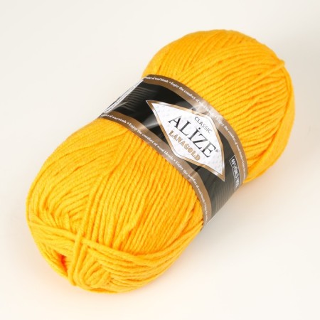 Yarn "Lanagold" 51% acrylic, 49% wool 240m/100g (216 yellow)-1