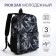 School backpack from textiles on lightning, 3 pockets, black color