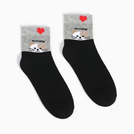 Women's socks, black color/cat, size 38-40-1