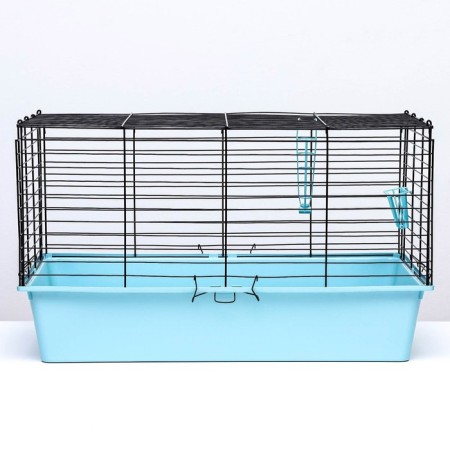 A cell for rabbits, guinea pigs "Pigger" No. 4 folding, 80 x 50 x 47 cm, turquoise-9