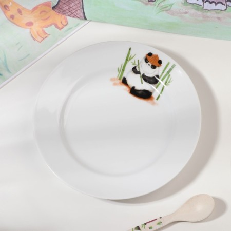 Porcelain plate "Panda", d = 20 cm, white