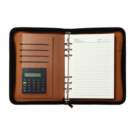 Organizer on rings A5, 100 sheets in a ruler, with a calculator, on a zipper, black-9