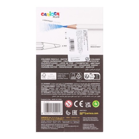 Pencils of 12 colors, carioca "Plus", wood, hexagonal, 4 mm stiffle, bright colors, premium quality-4