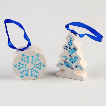 A set of Christmas tree toys "Winter patterns" 5 parts-3
