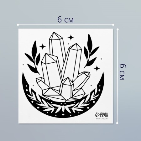 Tattoo on the body Black Esoteric. Crystals 6x6 cm-1