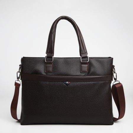 Male Business Bag, Textura, 2 external pockets, brown color-2