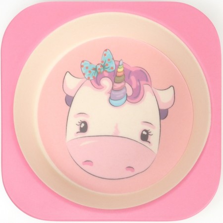 A set of bamboo dishes "Unicorn", plate, bowl, glass, devices, 5 items-5
