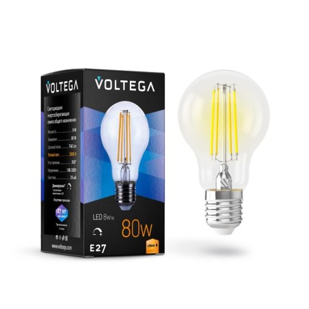 VOLTEGA 5489, 8W, 6x6x10.5 cm lamp, E27, 740lm, 2800k, transparent color
