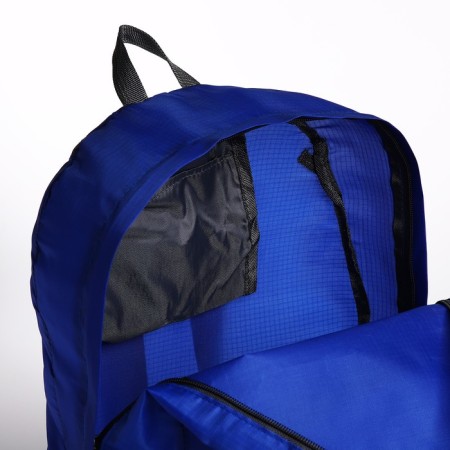 Folding backpack, lightning department, external pocket, 2 side nets, blue color-6
