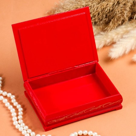 Casket "Flowering Sakura", red, 10 × 14 cm, lacquer miniature-1