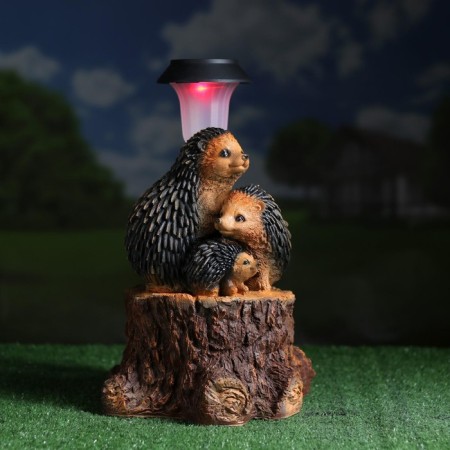 Garden Light "Three Hedgehogs on a Stroke with a Lantern" 34x26cm-5