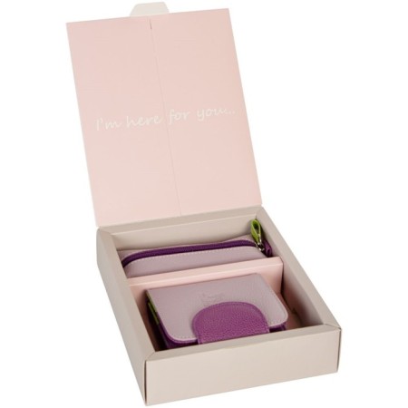 Gift set, wallet 10x10.5x3.5cm /Key of 14x5x4.5cm, lilac color-1