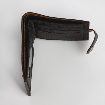 Male purse for magnet, department for bills, cards, coins, brown color-3