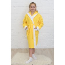 A dressing gown for a girl, height 152 cm, lemon, waffle