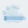 Rubber massage brush on hand, blue